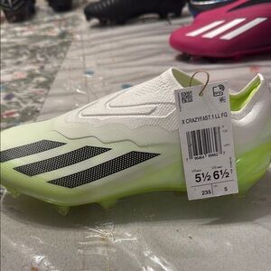 Kids X Crazyfast.1 FG Soccer Cleats - White and Lime